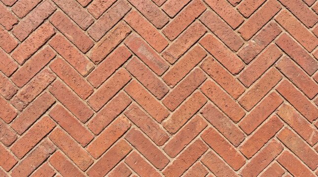 The image shows a close-up view of a brick wall made in a herringbone pattern.