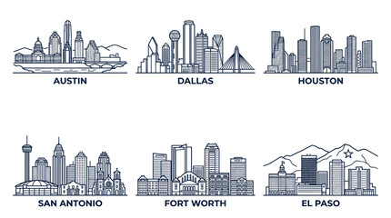 Obraz premium City skylines of Texas cities.
