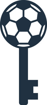 Illustration of Soccer ball key icon for sports access concept.