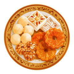 Fototapeta premium Assortment of Indian Sweets on a Decorative Plate