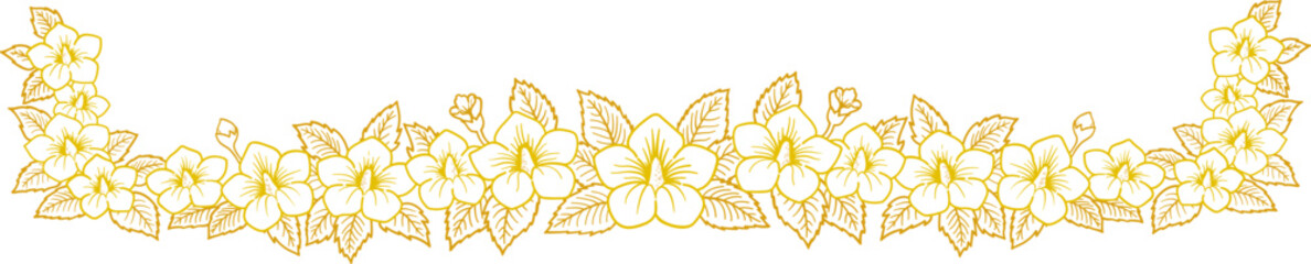 A golden hibiscus flower bottom border design for award certificates and diplomas. © SOMONG-D