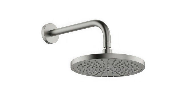 Rain shower head with wall mounted arm