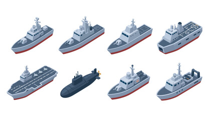 Collection of naval warships and submarine. © Kenn