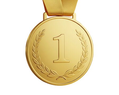 Golden first place medal 3d illustration perfect for sports awards and celebrating business achievements