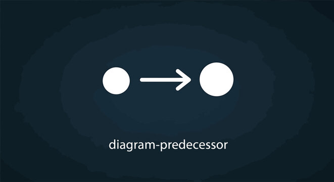 Diagram predecessor icon showing directional arrow connecting two circles representing process flow with predecessor connection directional sequence business development management infographic