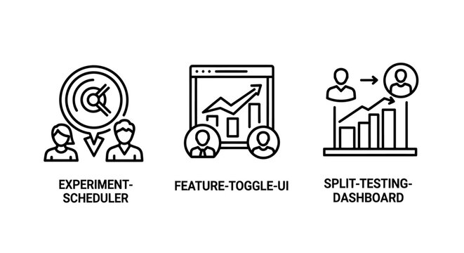Experiment scheduler and split testing data analysis UI icons with experiment scheduler dashboard analysis business strategy optimization research performance tracking interface planning