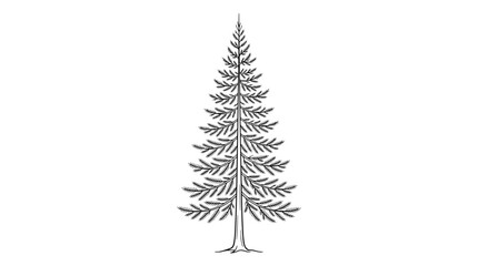 Fototapeta premium Pine Tree Monoline Fine Line Vector