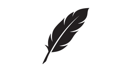 Black feather silhouette against a white background silhouette © MD