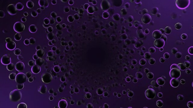 Vibrant purple background with numerous bubbles.