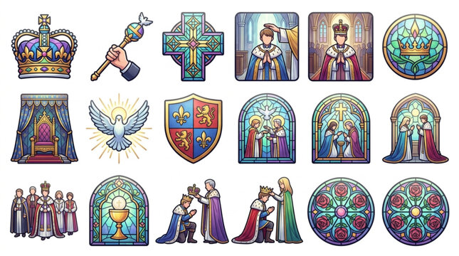 Royal Symbols and Figures Collection Illustration.