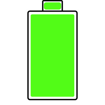Full power battery Icon with green colour indicator Illustration Isolated on transparent background. 