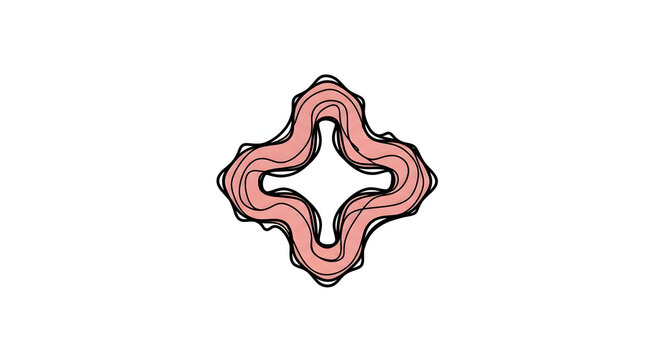Stylized salmon-colored four-pointed cross icon with wavy black outlines on white background. Abstract layered fluid design suitable for cryptocurrency token branding and fintech.