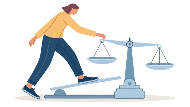 Woman walking on balance scale for weight management with management lifestyle weighing wellness exercise measurement physical activity tracking progress slimness healthier decision