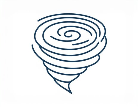 Minimalist tornado icon vector illustration representing a powerful storm, whirlwind, or hurricane in a clean line art style