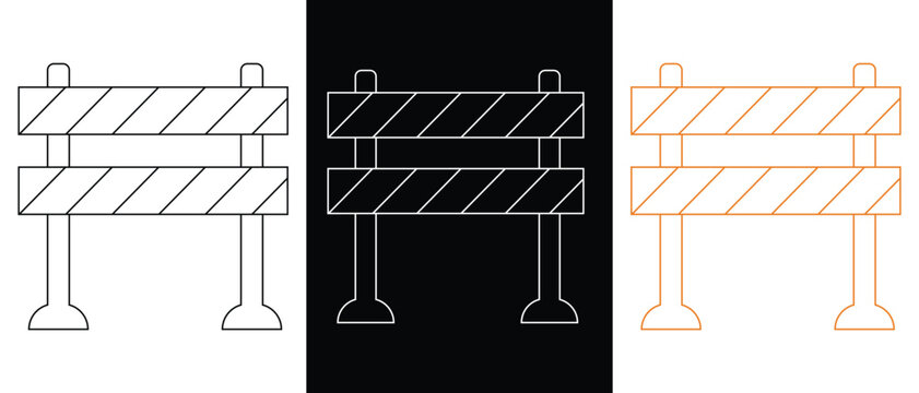Roadblock icon vector set, color full roadblock, Road block icon and vector outline logo.