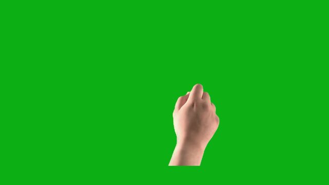 Hand fist gesture green screen chromakey background 2d animated cartoon animation communication sign language symbol power concept icon loops smoothly on chroma key