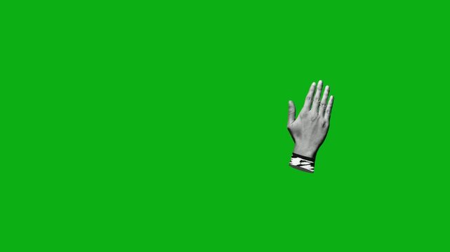 Hand glove gesture green screen chromakey background 2d animated cartoon animation protection sign communication symbol action concept icon loops smoothly on chroma key