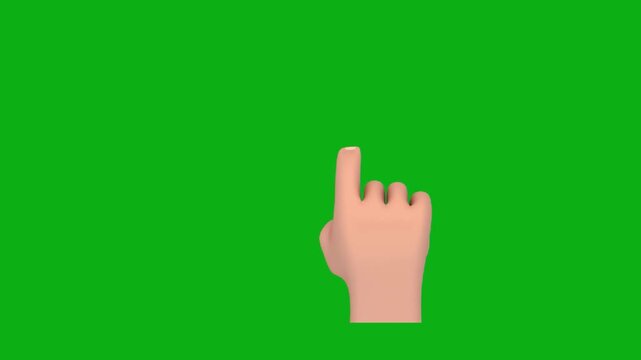 Hand finger point green screen chromakey background 2d animated cartoon animation direction sign communication gesture symbol concept icon loops smoothly on chroma key