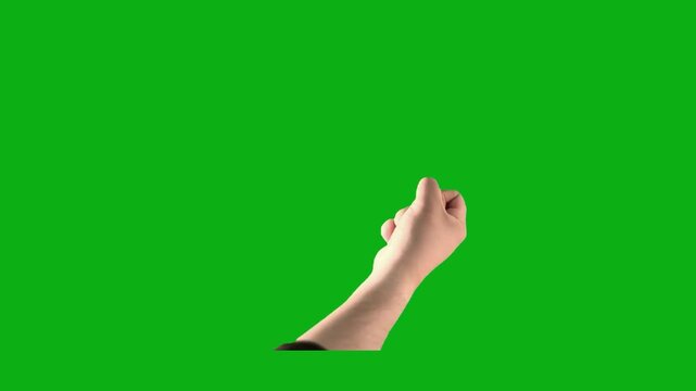 Hand finger gesture green screen chromakey background 2d animated cartoon animation sign language communication symbol action motion concept icon loops smoothly on chroma key