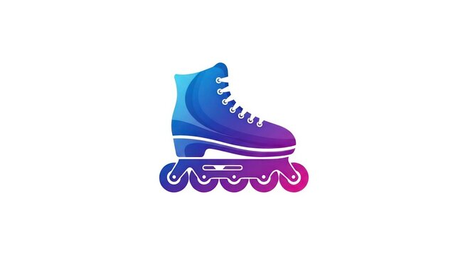 Colorful gradient inline skate icon on white background