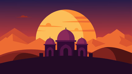 Pixel art taj mahal at sunset © sumona
