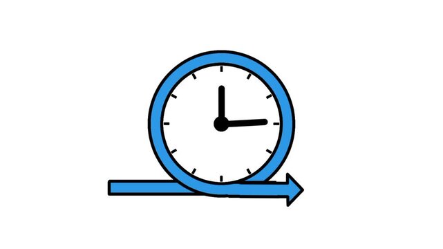 Agile development icon featuring clock and arrow symbols. Visual representation of iterative workflow and efficient project delivery.