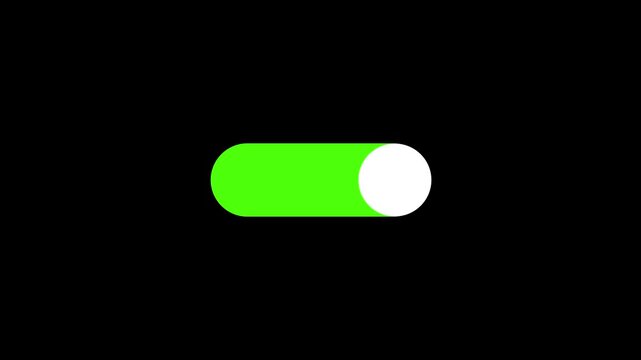 Toggle switch off and on animation, minimalist UI button motion graphic, digital deactivation slider on black background, professional interface interaction element video.