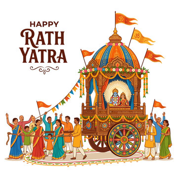 Happy Rath Yatra - Festival and Celebration with Divine Chariot and Devotees