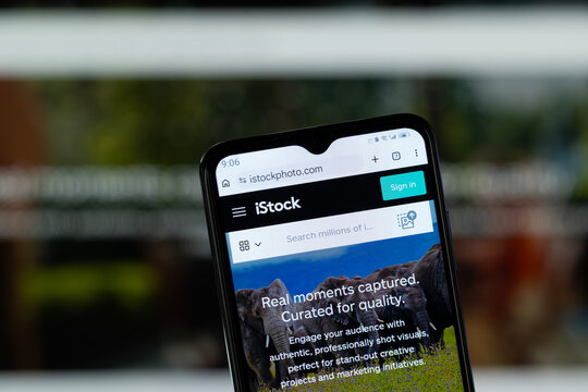 Dhaka, Bangladesh - 05 May 2026: Close-up of iStock's homepage on a smartphone.