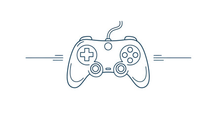 Simple Line Drawing of Video Game Controller. © Patupa