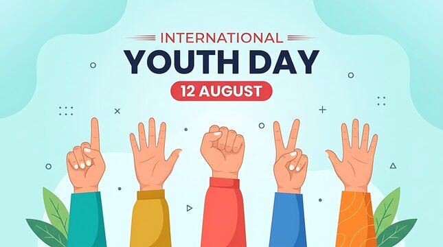 International youth day illustration diverse hands celebrating august 12th empowerment and global awareness