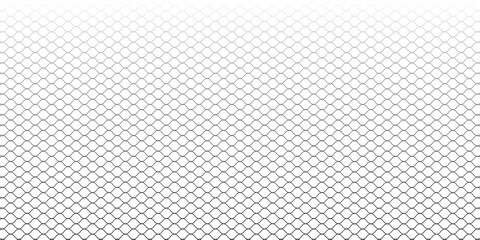 Fishing or soccer net. Repeated hexagon pattern. Black wired mesh texture isolated on white background. Metallic or fabric fence, cage or lattice structure. Vector graphic Illustration. © PECAH