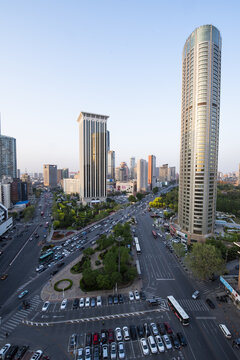 Modern Dalian City Skyline with High-Rise Buildings and Busy Streets