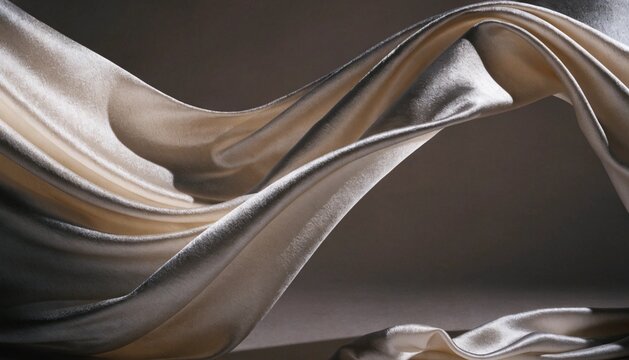 Elegant Ivory Silk Charmeuse Fabric Flowing in Dramatic Light