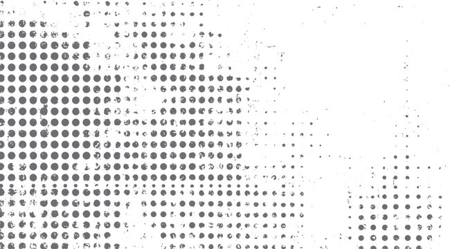 Grey circles and dots pattern with distressed texture on white background abstract