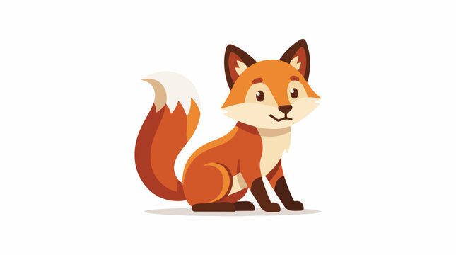 A cute cartoon fox sits on a white background (1)
