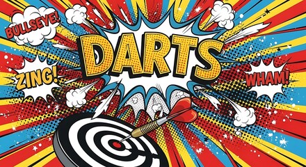 Fototapeta premium Colorful Darts Target Bullseye with Dynamic Background.