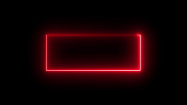 neon line Square rectangle picture frame with two tone neon color motion graphic on isolated black background. 4K video footage animation.