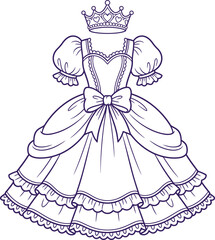 Fototapeta premium Royal silhouette of a princess dress with crown