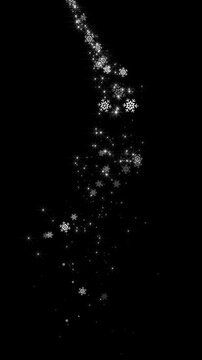 snow flakes and bokeh lights trailalpha channel animation,winter snow flakes new year and Christmas isolated vertical social media motion design element