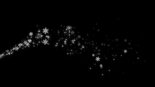 snow flakes and bokeh lights trailalpha channel animation,winter snow flakes new year and Christmas isolated social media motion design element