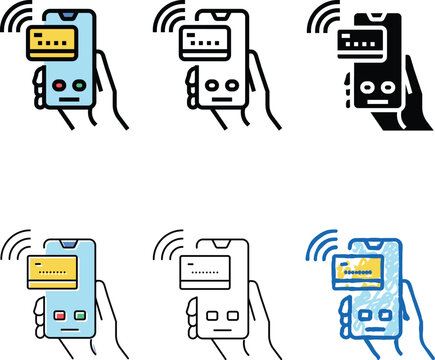 pay pass card phone color icon vector. pay multipack pass card phone sign. isolated symbol