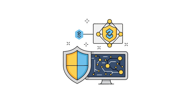 Cybersecurity shield protecting computer network system