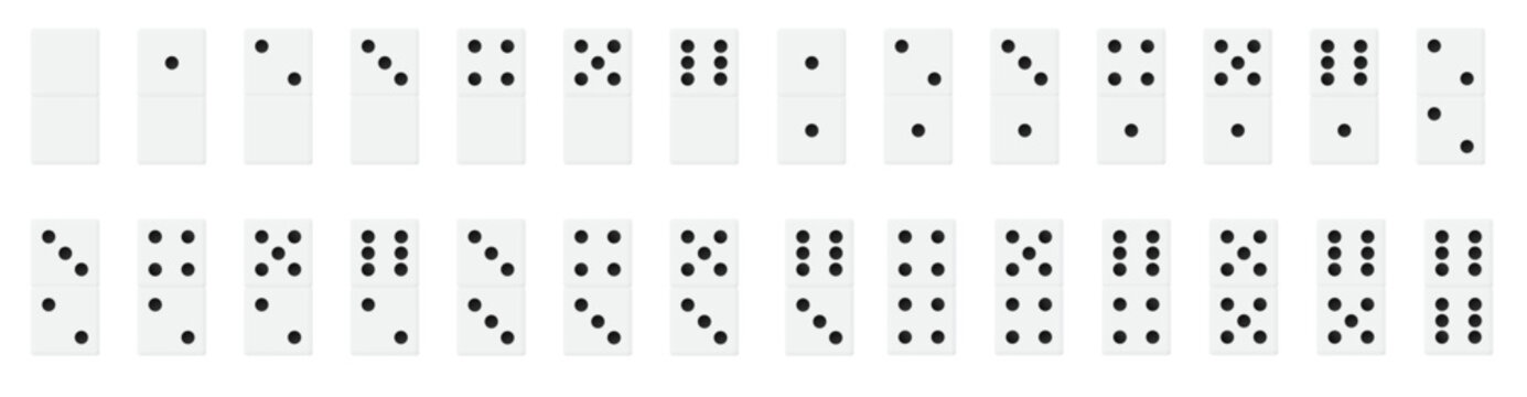 Collection of dominoes with varying dot combinations on a white background