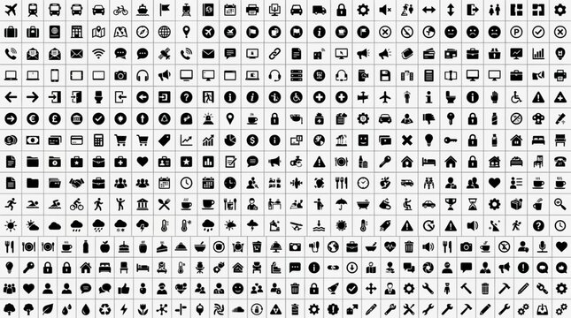 Massive collection of tiny black vector icons for UI.