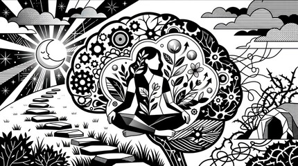 Obraz premium Woman meditating for mental clarity and inner peace