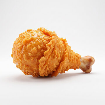 Fried chicken leg on white background