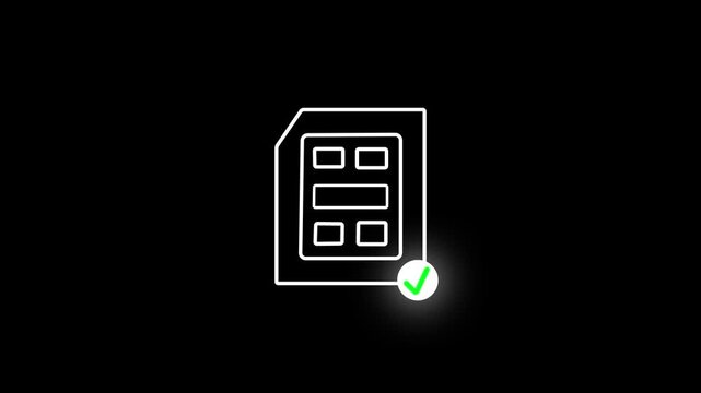 digital document file icon animation on black background, electronic paperwork and data storage technology concept video