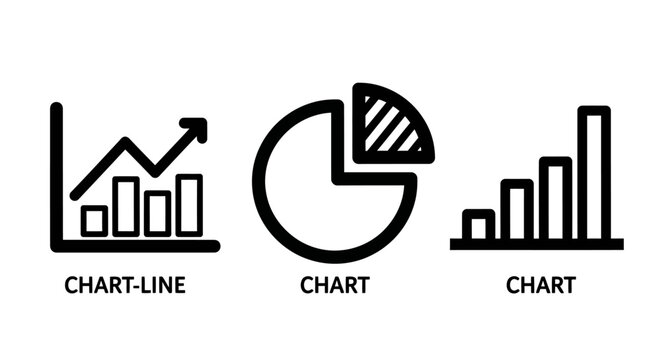 Set of business chart icons including line graph pie chart and bar chart graphics with business analytics statistics infographic measurement planning marketing development presentation