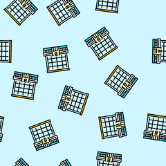 Fototapeta premium urban bank building vector seamless pattern urban bank building sign illustration